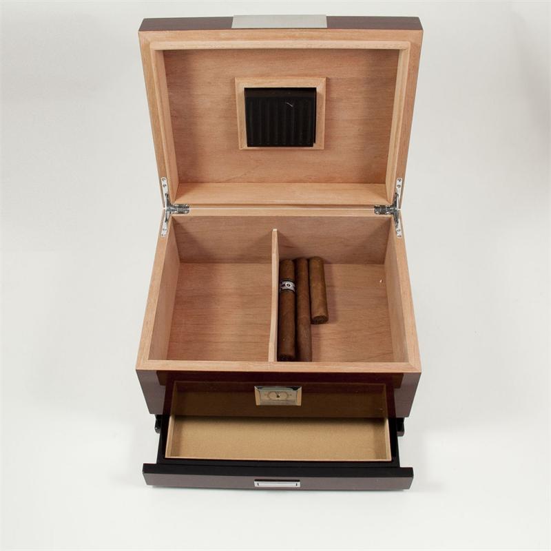 Bey Berk Walnut Wood Cigar Humidor W Drawer